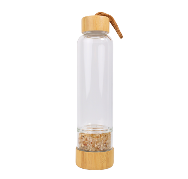 زجاجة ماء الكريستال + حجر السترين